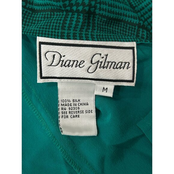 Diane Gilman Green Plaid Silk Sleeveless Tank Top with Sequins SZ Medium - Picture 5 of 8